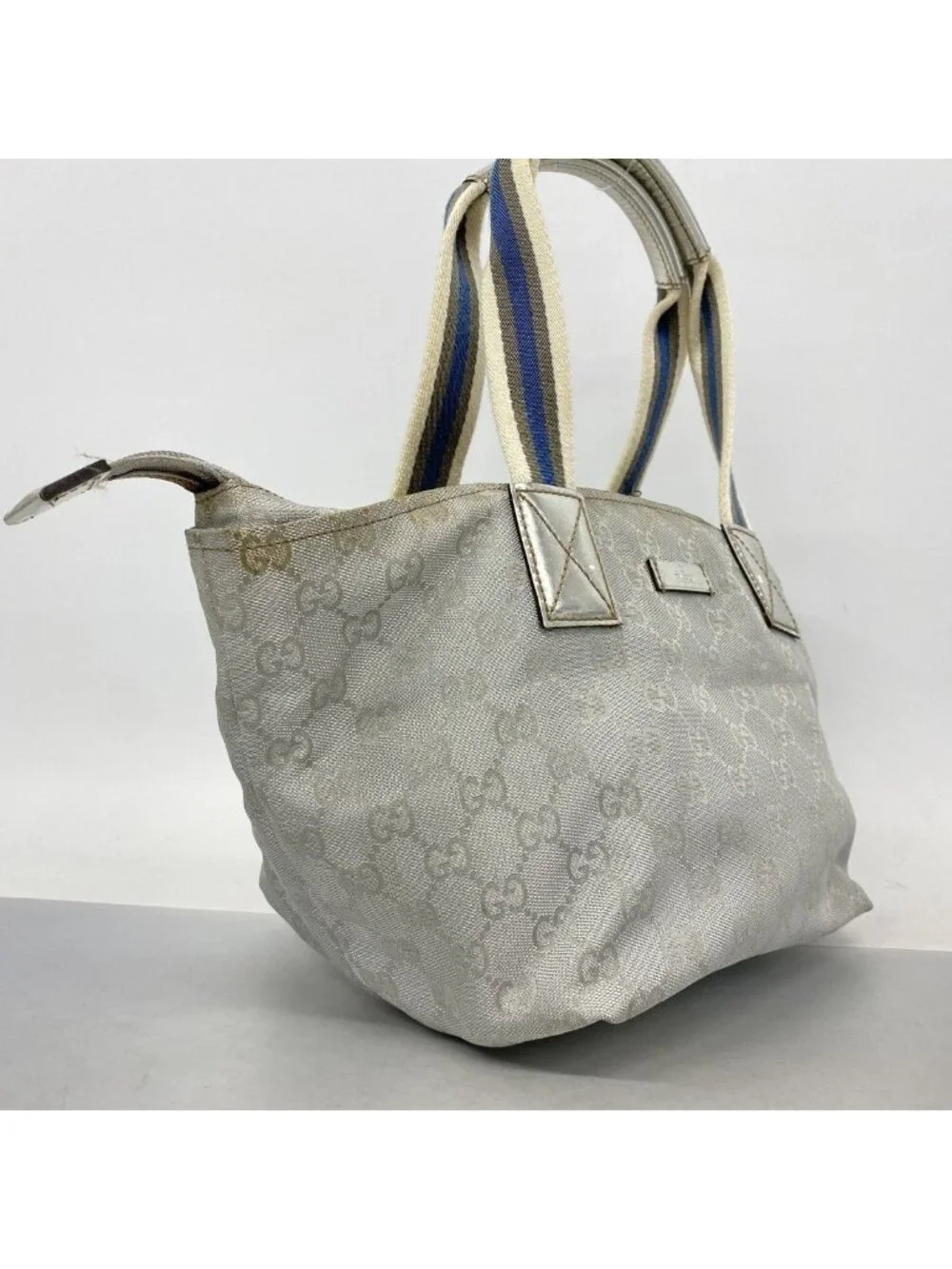 Gucci Handbag GG Canvas Nylon Silver